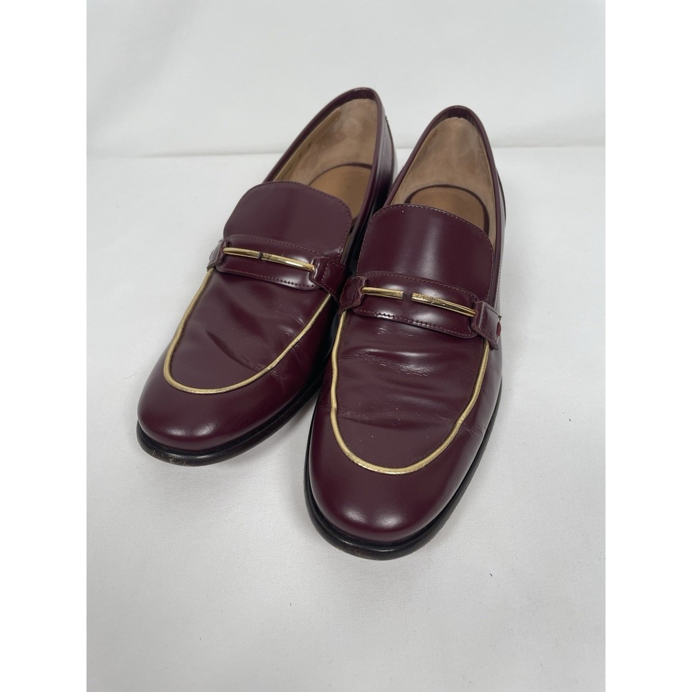 Salvatore Ferragamo Leather Burgundy Italian Loafer Moccasin Shoes Womans Sz 8